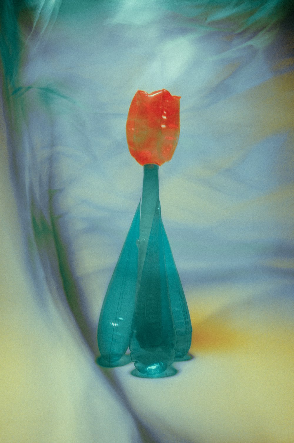 blue and red glass vase