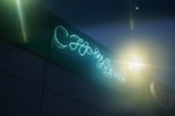A custom neon sign installed in a trendy café.