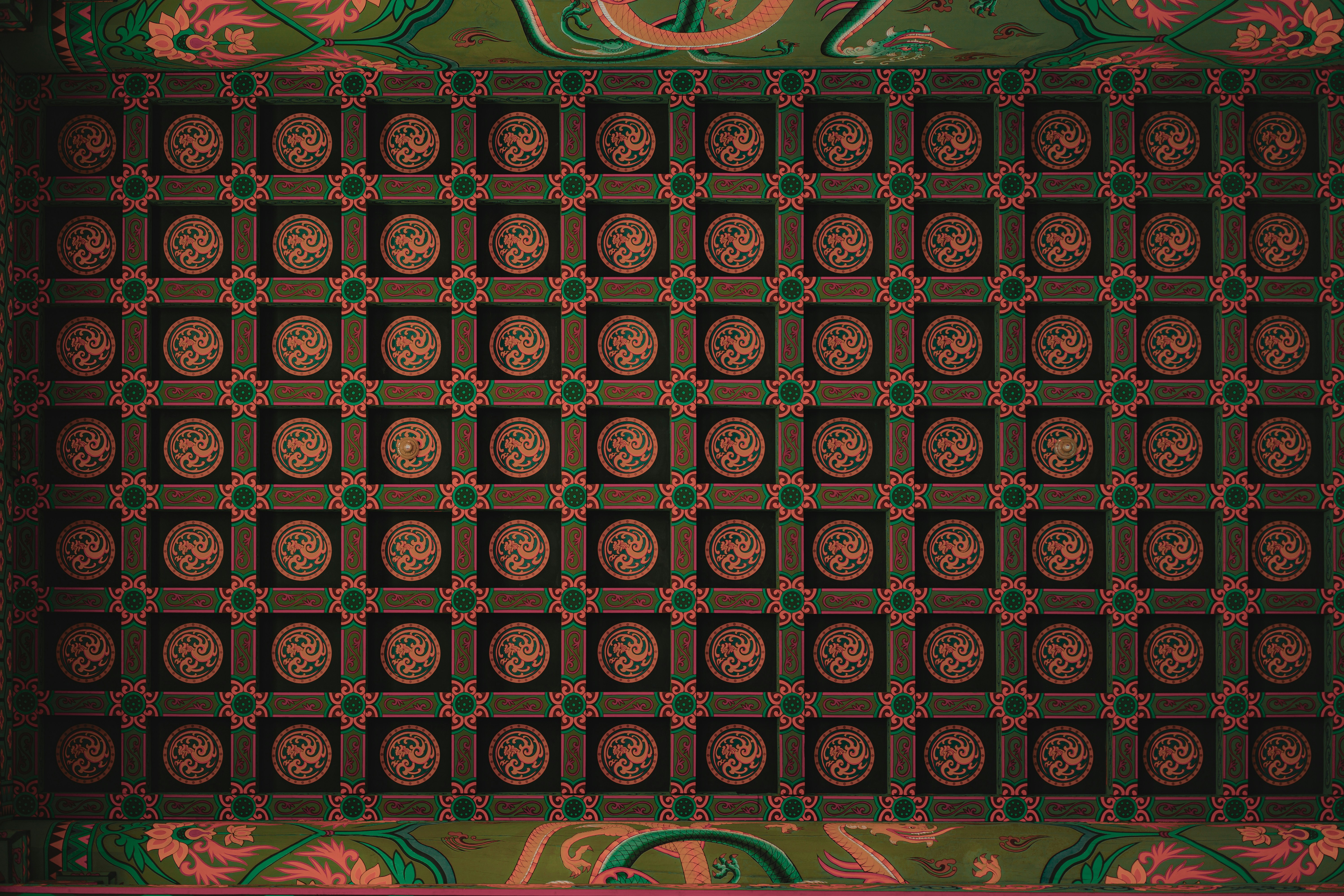 pink and green floral textile