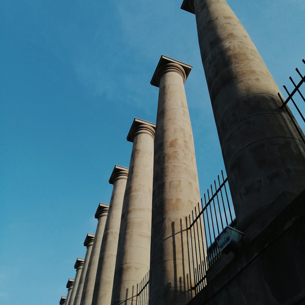 low angle photography of white concrete building