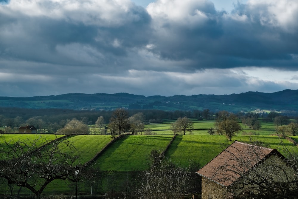 green grass field under cloudy sky during daytime