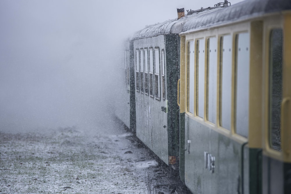 yellow and black train on rail tracks