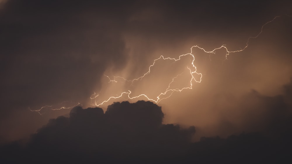 lightning strike on gray clouds