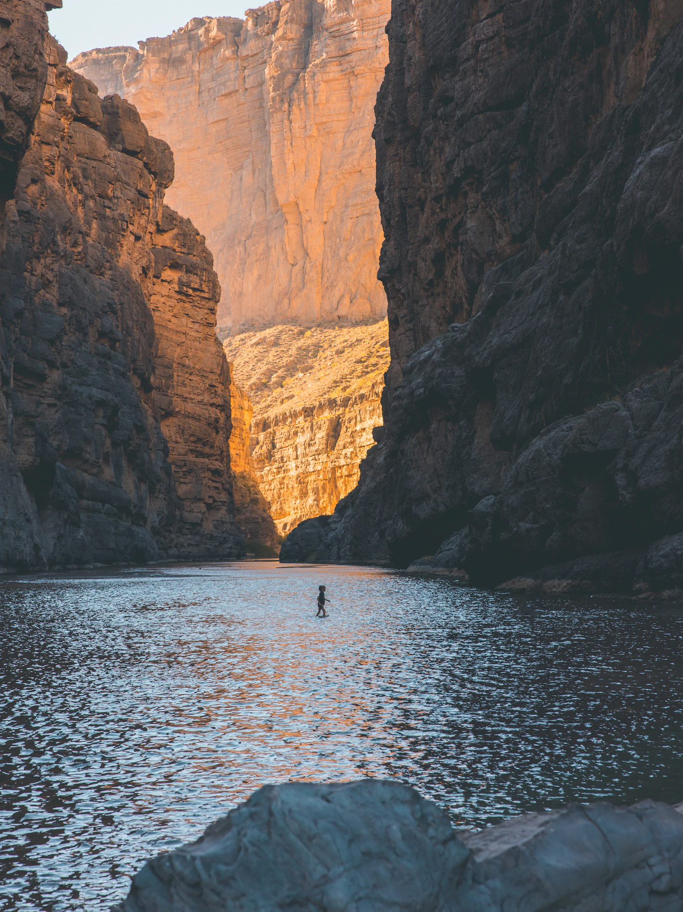 Paddler on the Rio Grande along Big Bend National Park, Texas