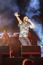 A vibrant scene of a cam girl performing an energetic live show.