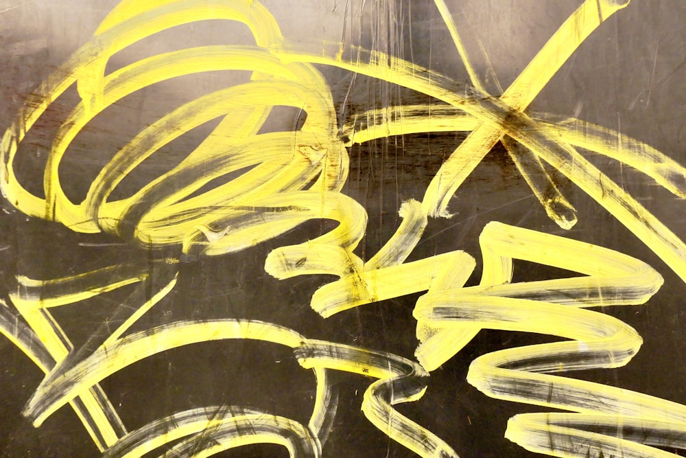 yellow and black abstract painting
