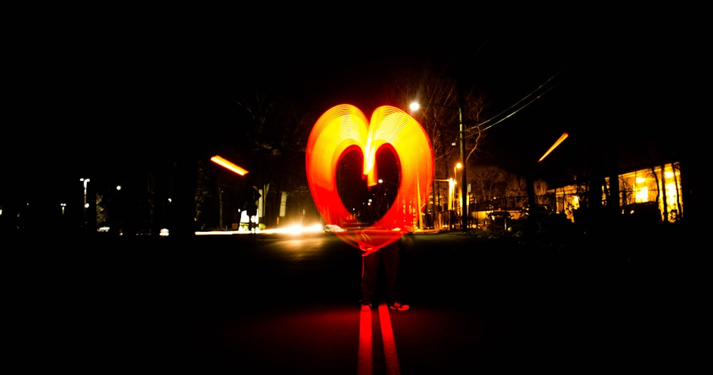 red and yellow heart shaped lantern