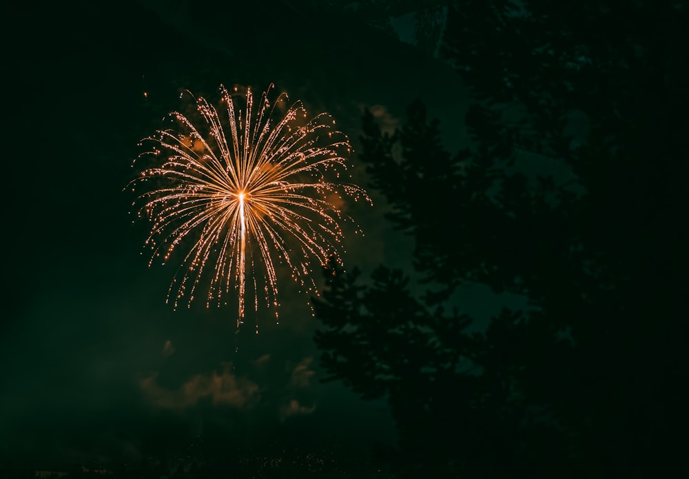 orange fireworks in the sky during night time