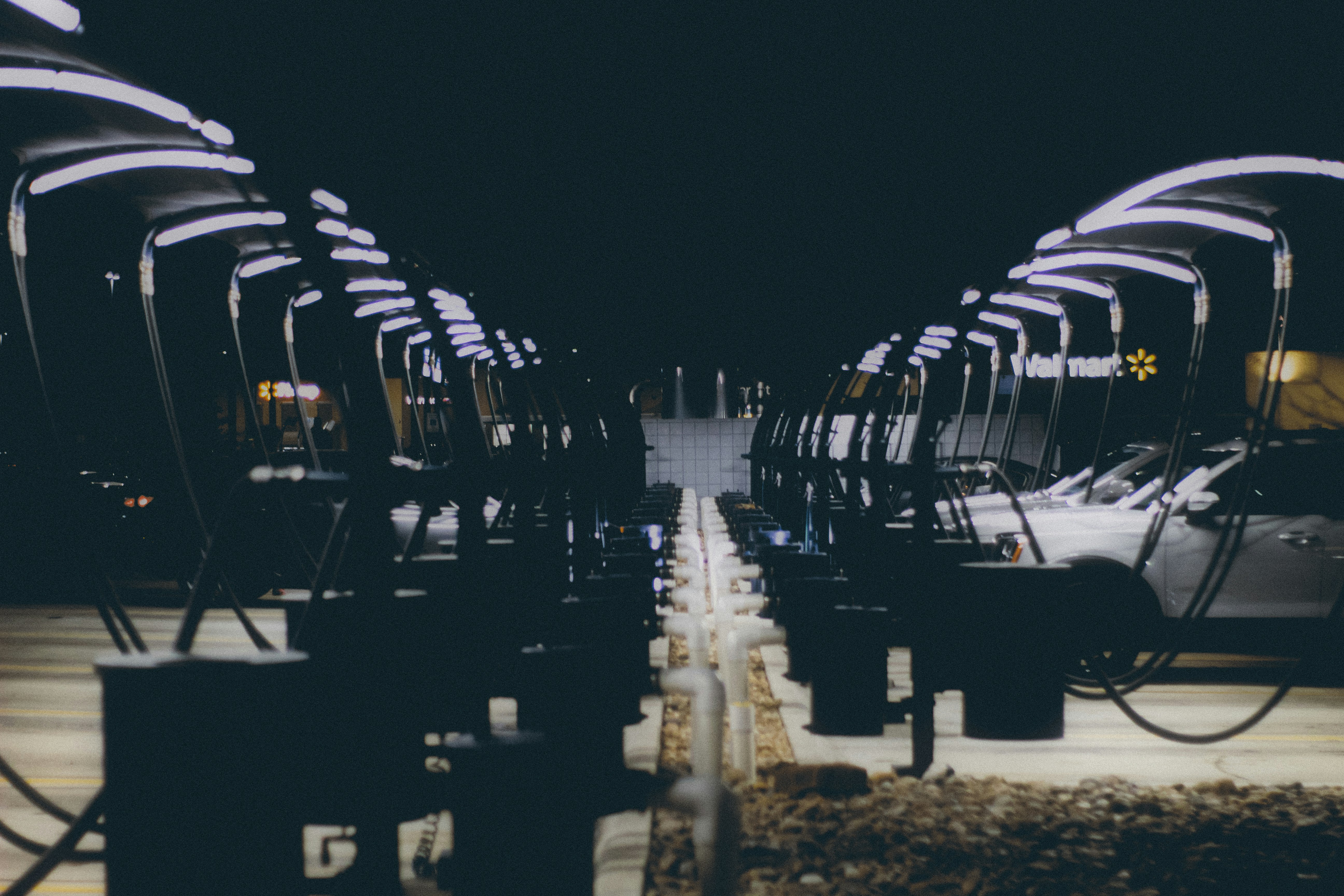 white and blue lighted building during night time