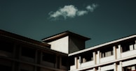 An aerial shot of a commercial building with a flat roof.