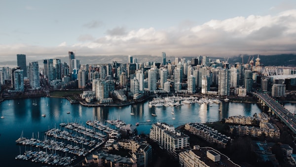 aerial view of city buildings during daytimeby Matt Wang