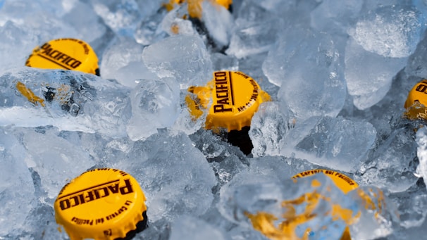 yellow and black round container on ice