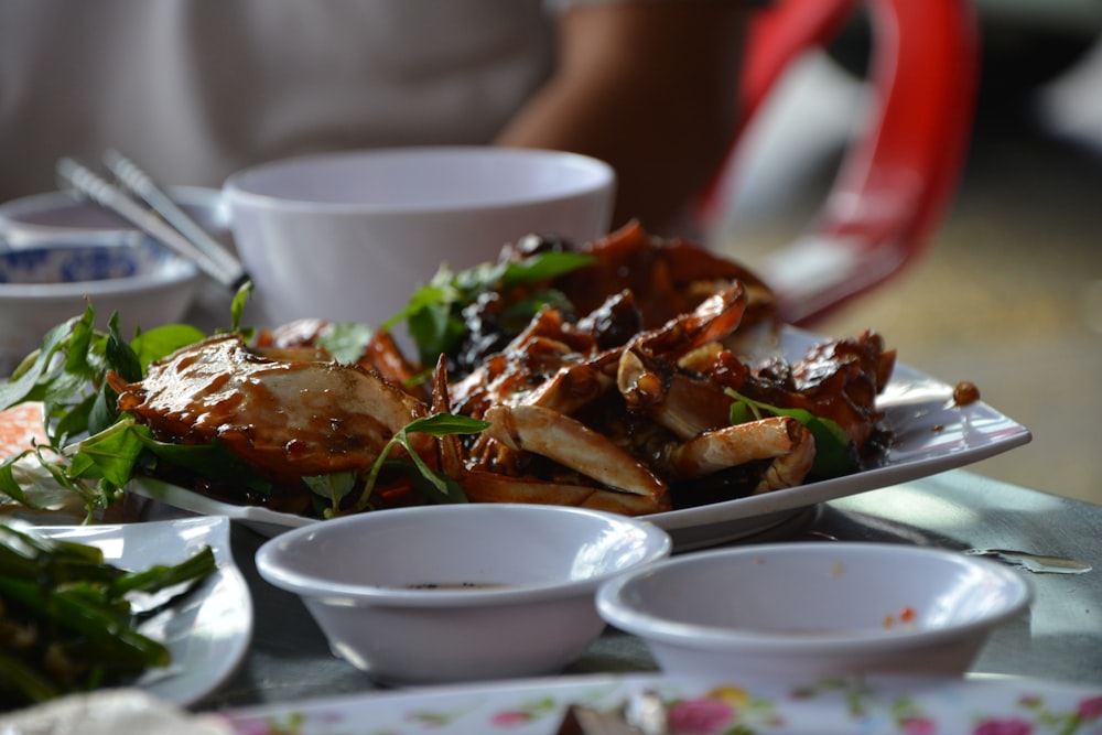 cooked food on white ceramic plate