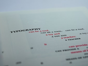 A close-up view of a printed page featuring the word 