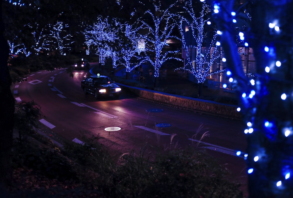 cars on road during night time