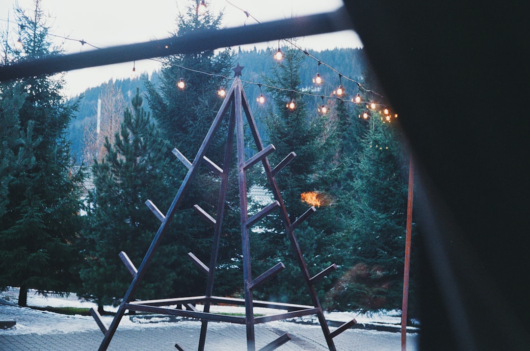 black metal frame on snow covered ground