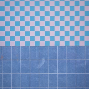 white and blue checkered textile