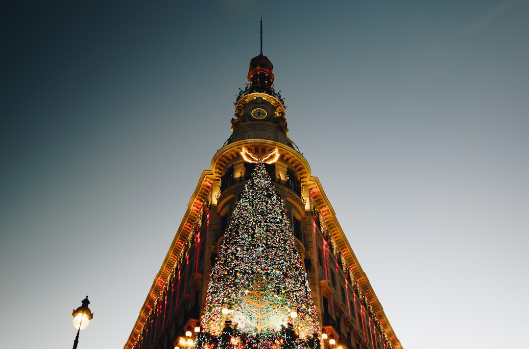 brown and black tower with lights