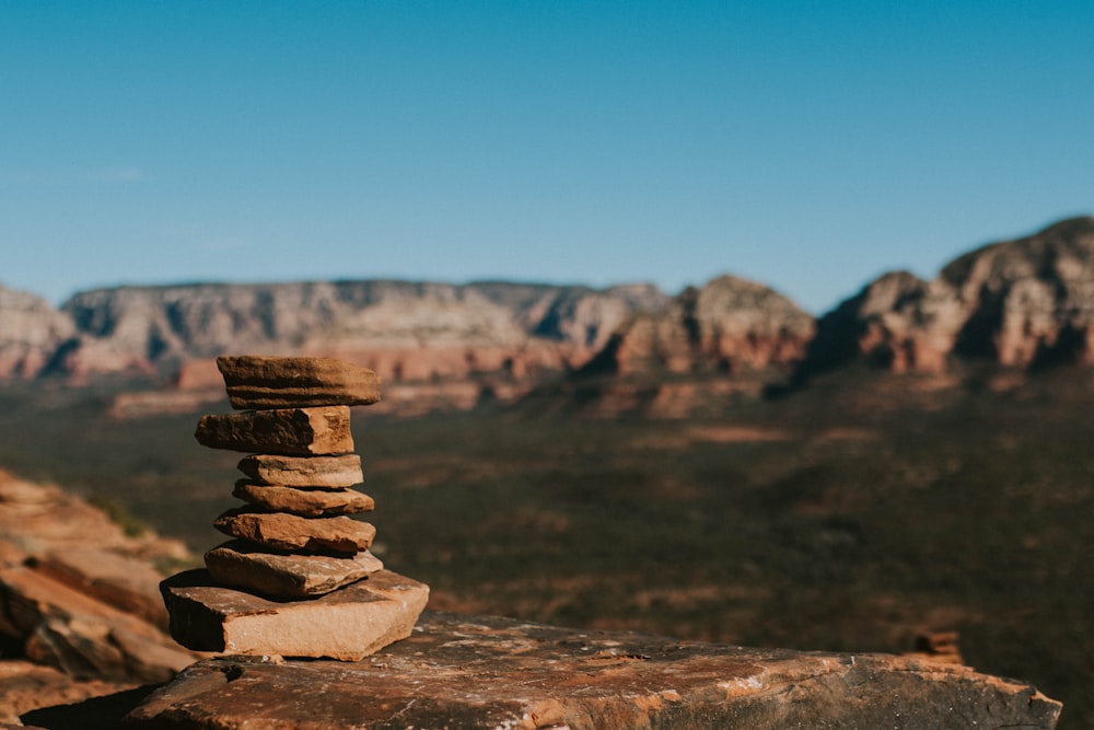 stack of brown rocks on brown rock