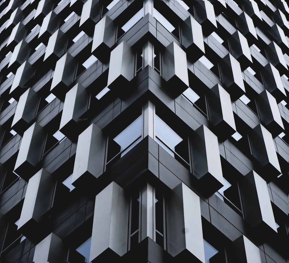 black and white concrete building