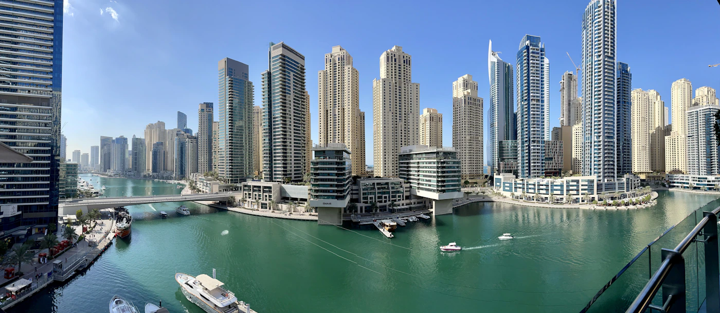 Dubai Marina waterfront towers and promenade