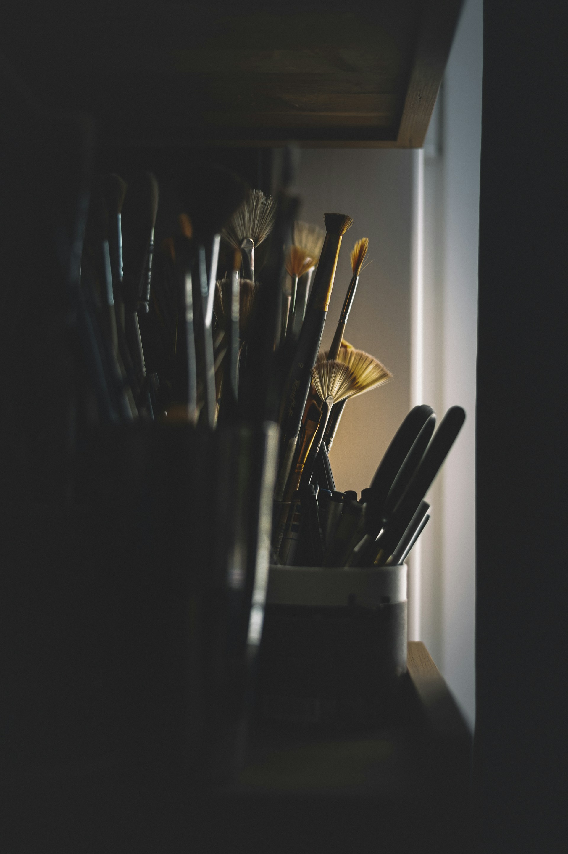 black and white paint brush set