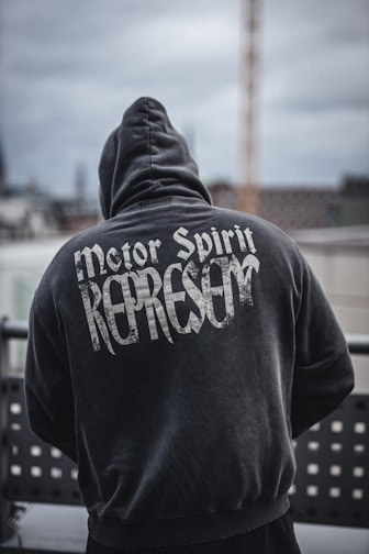 man in black and white hoodie