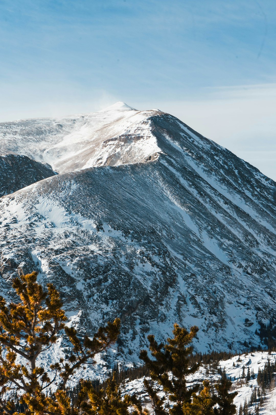 snow covered mountain during daytime