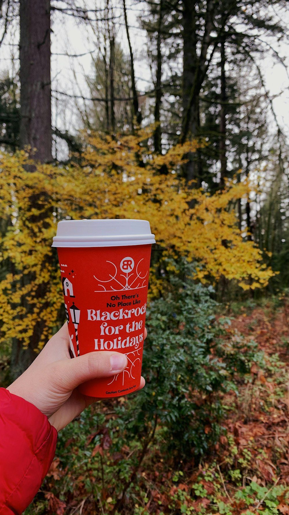 red and white disposable cup