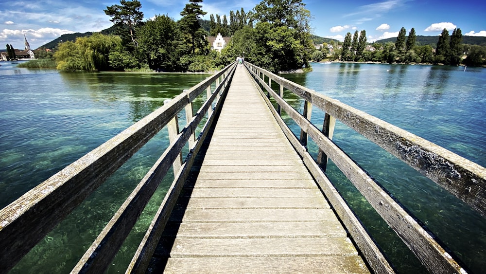 brown wooden dock on lake during daytime