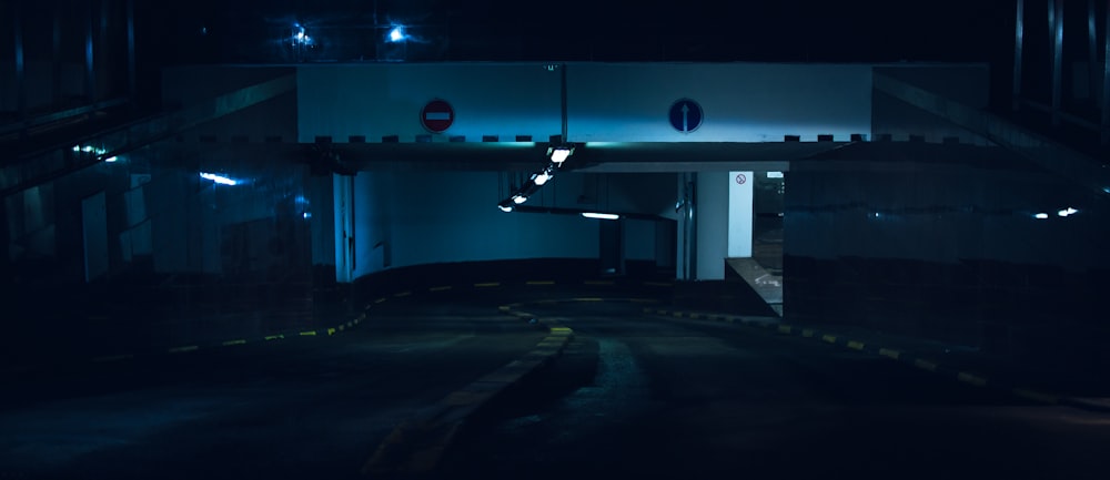 blue and white lighted building