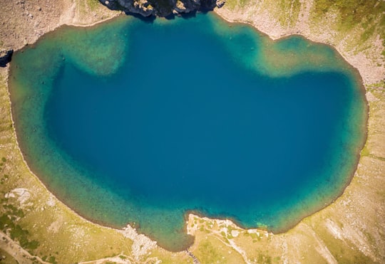 aerial view of blue ocean water in Sapareva banya Bulgaria