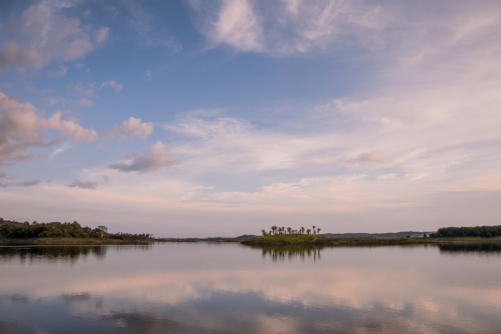 green trees near body of water under blue sky and white clouds during daytime