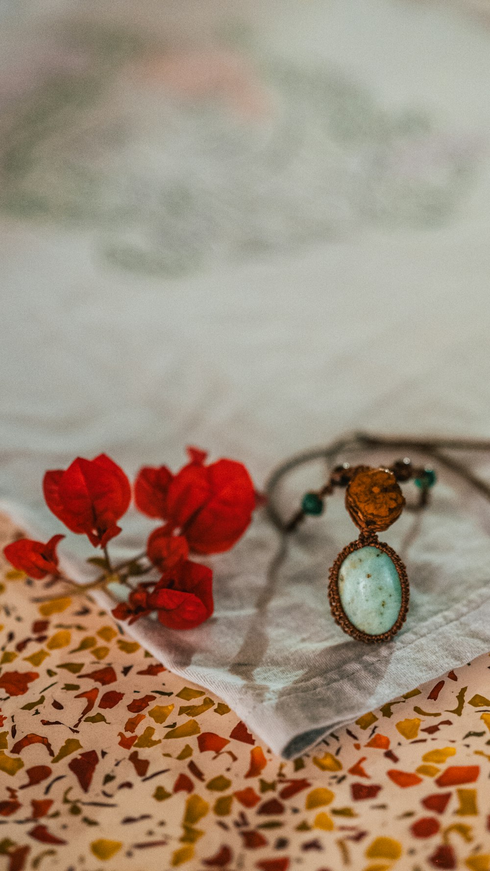 red and green beaded necklace