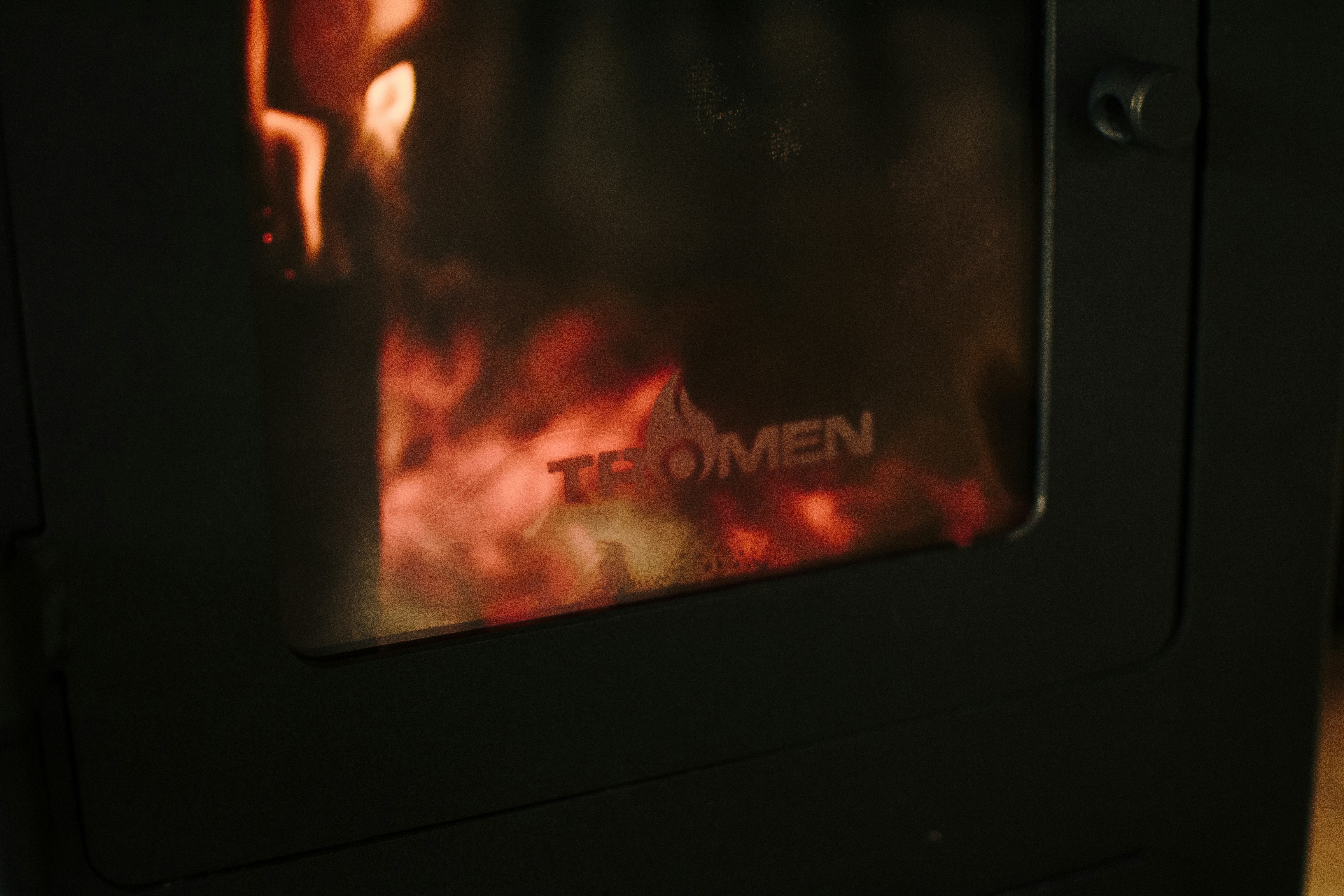 black and brown fire place