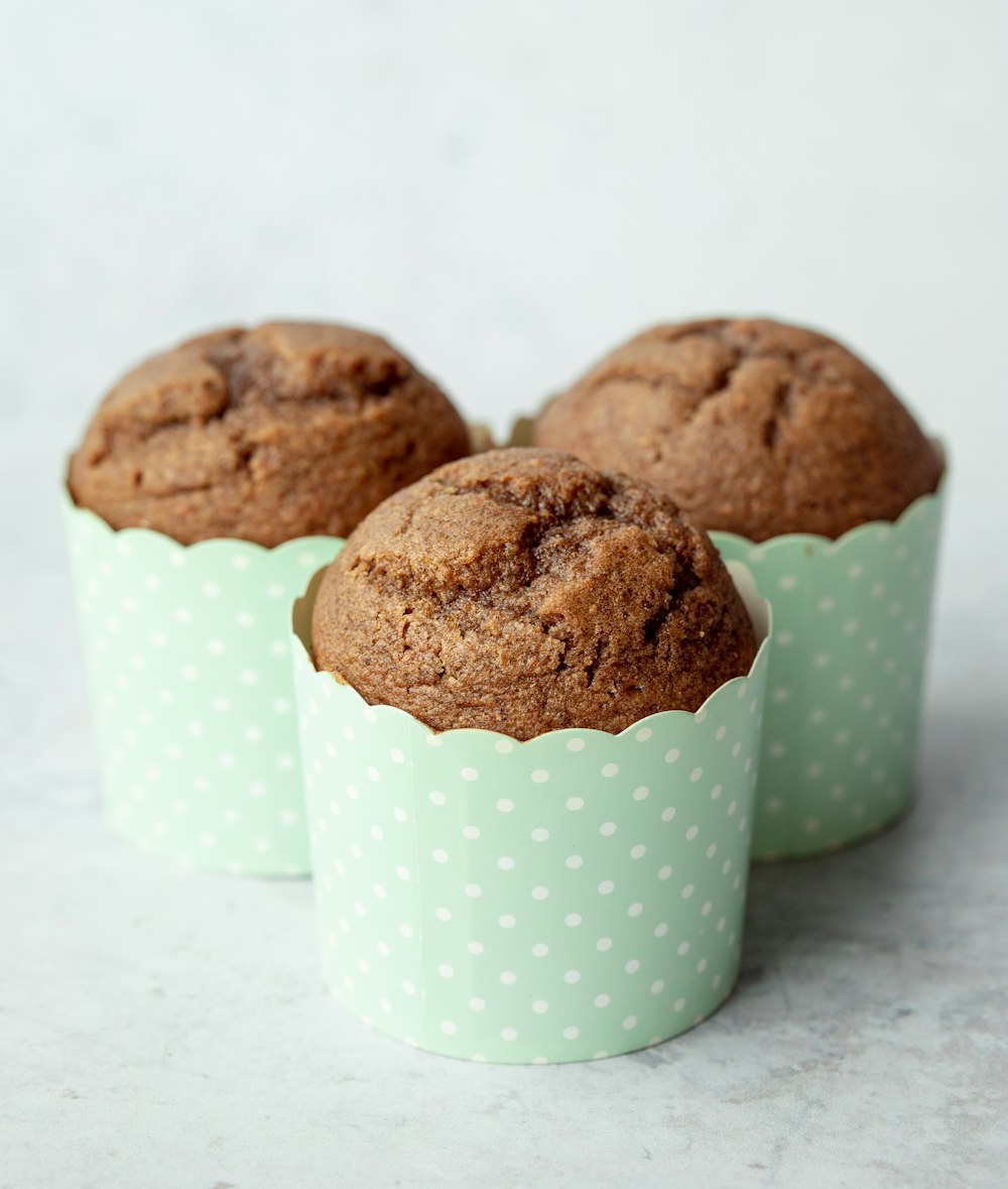 brown cookies on white and green polka dot cup