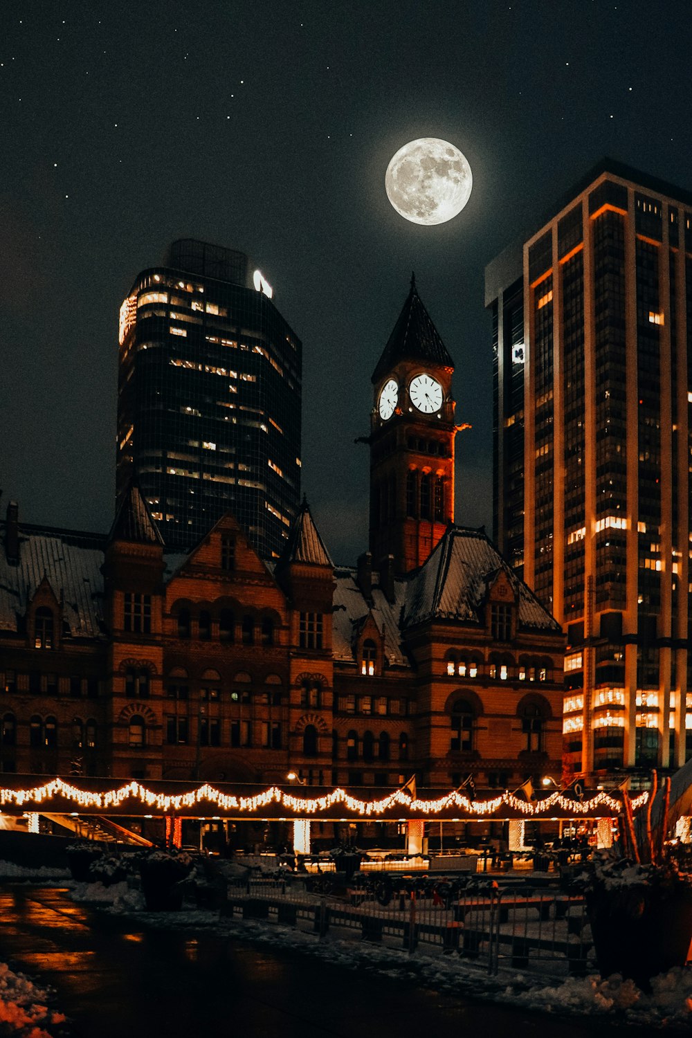 brown concrete building during night time