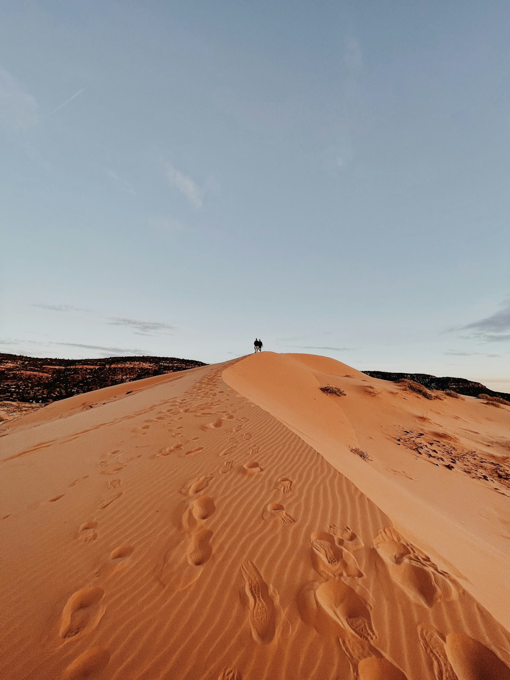 person in black shirt walking on brown sand during daytime