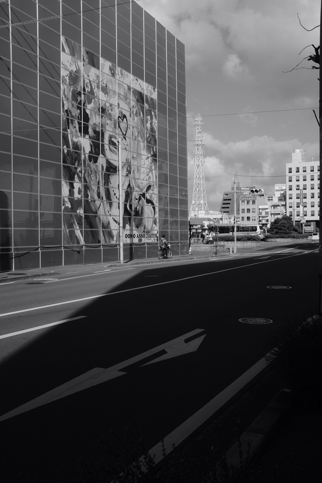 grayscale photo of city buildings