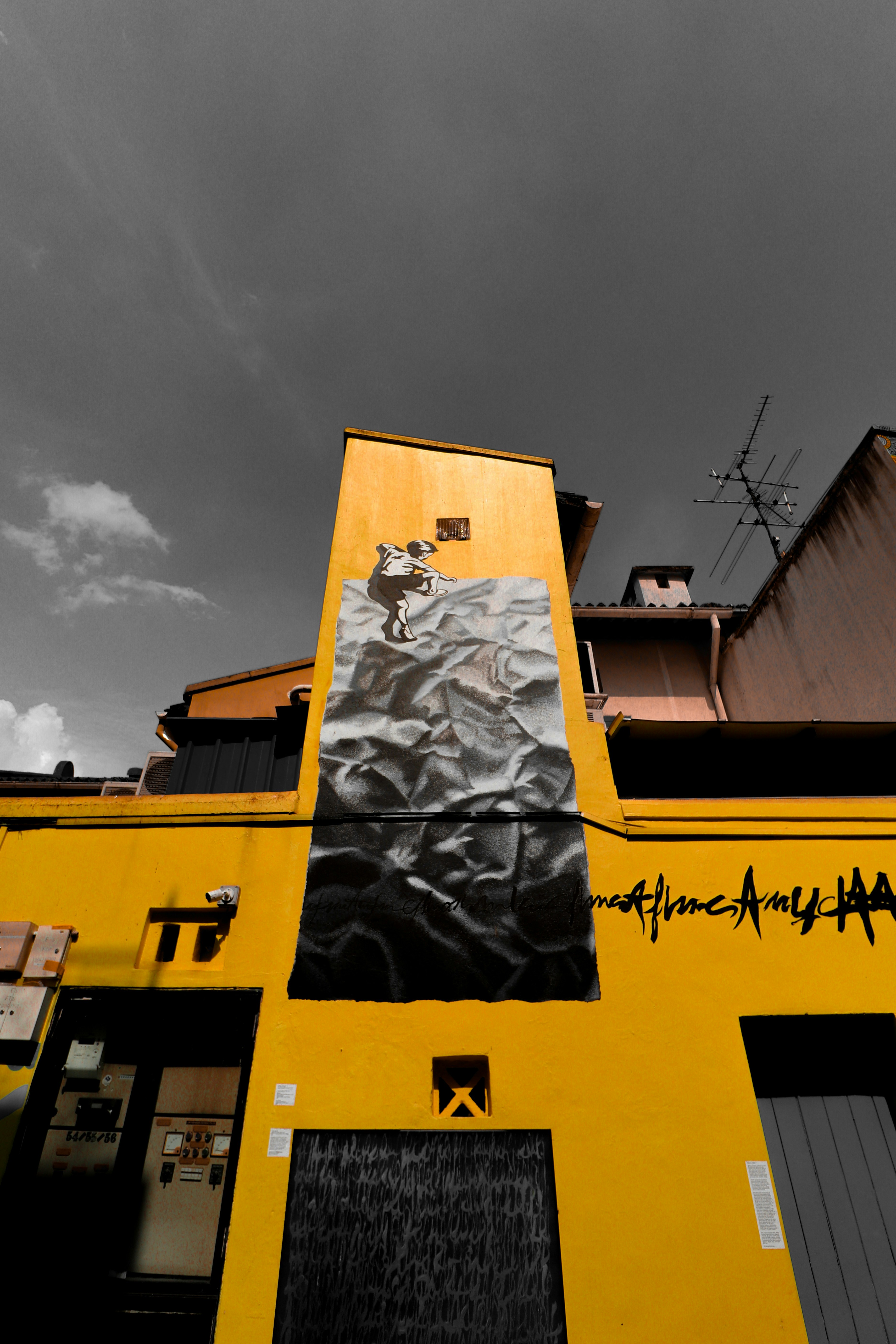 yellow and black concrete building