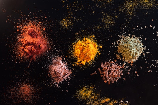 orange and green abstract painting