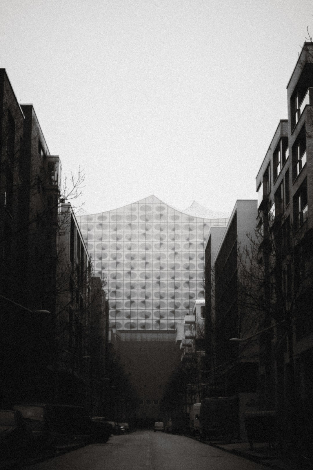 grayscale photo of city buildings