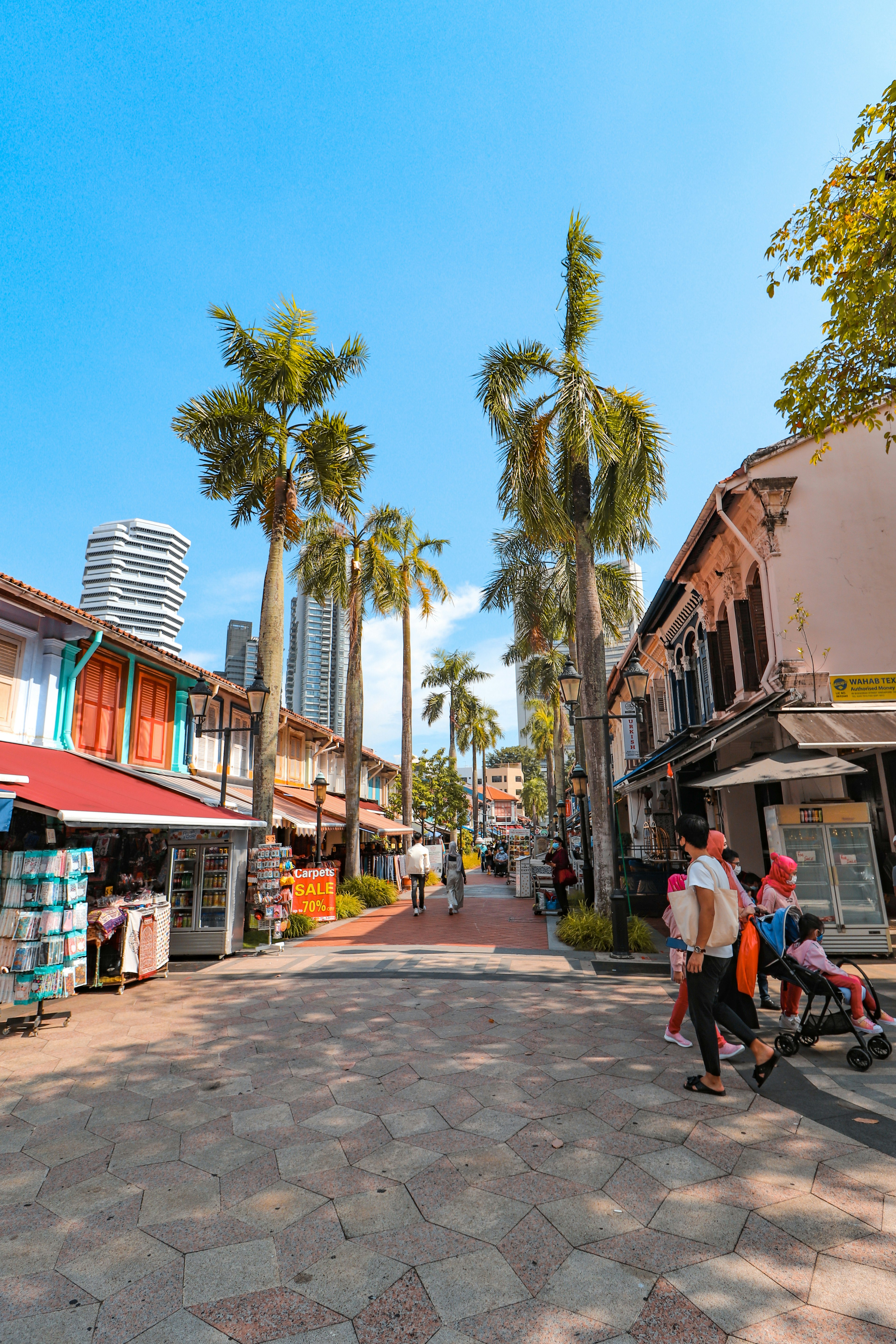 man in red t-shirt riding on bicycle near palm trees during daytime