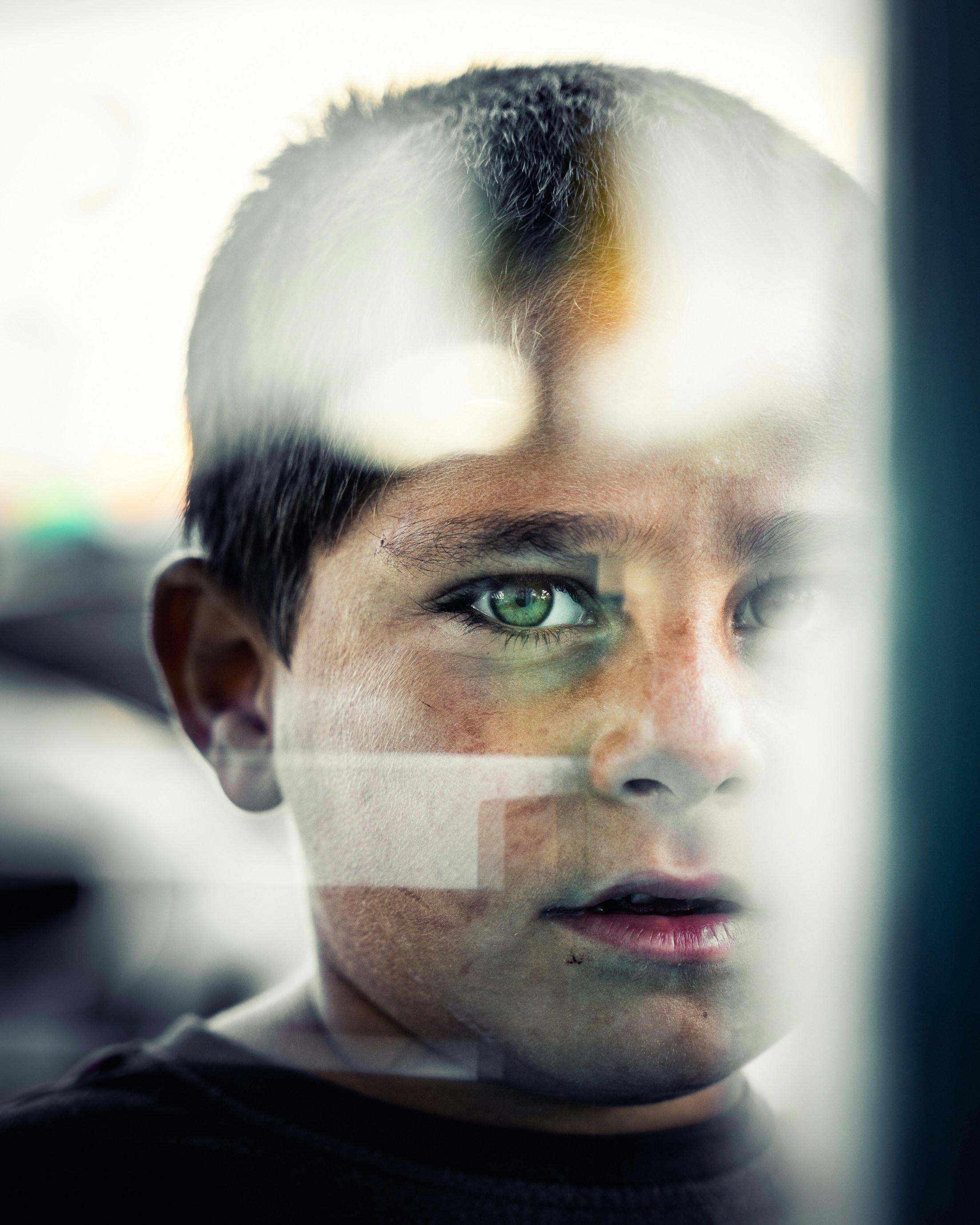 man in gray collared shirt