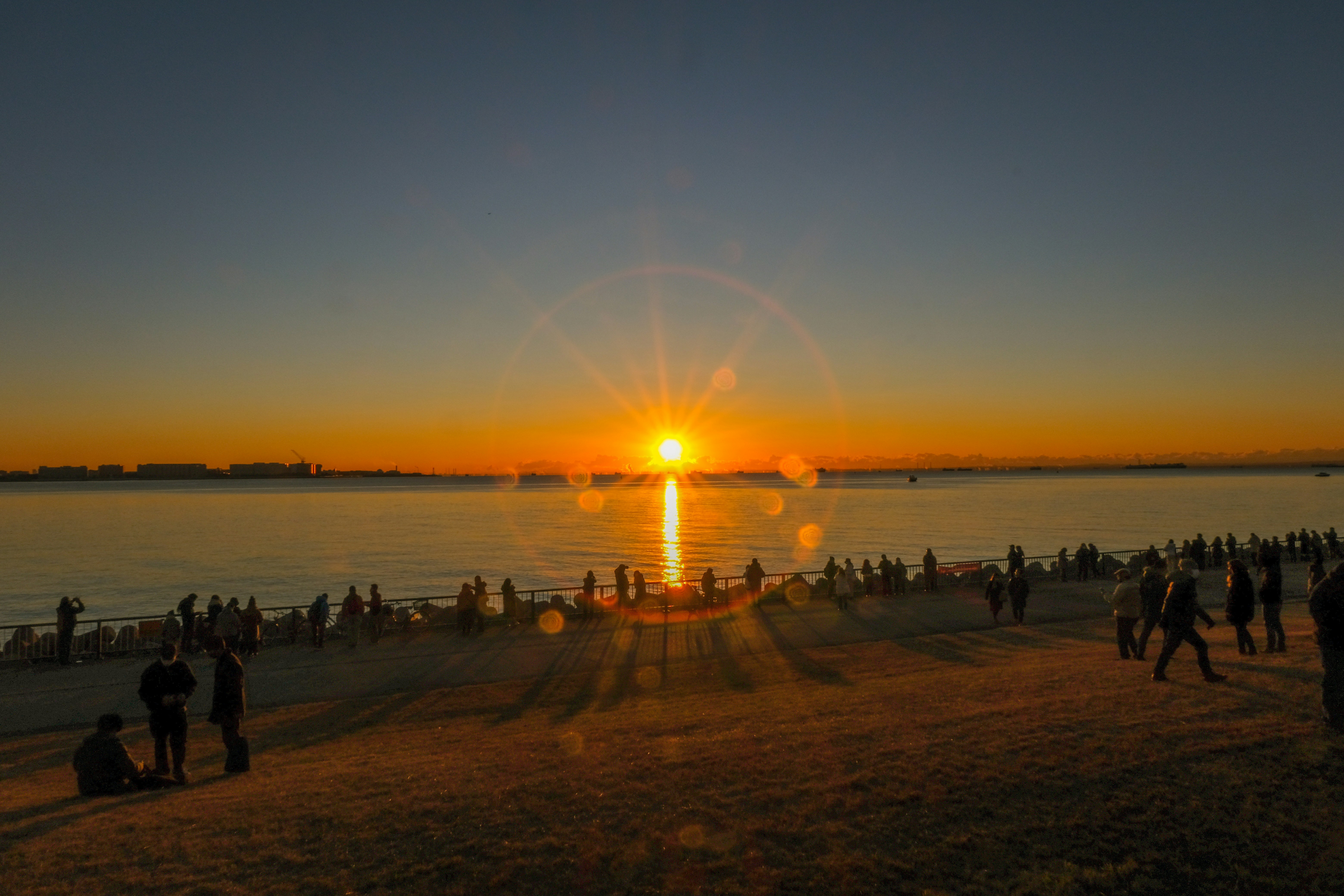 people on beach during sunset