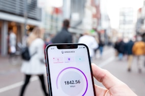 a person holding a cell phone in their hand