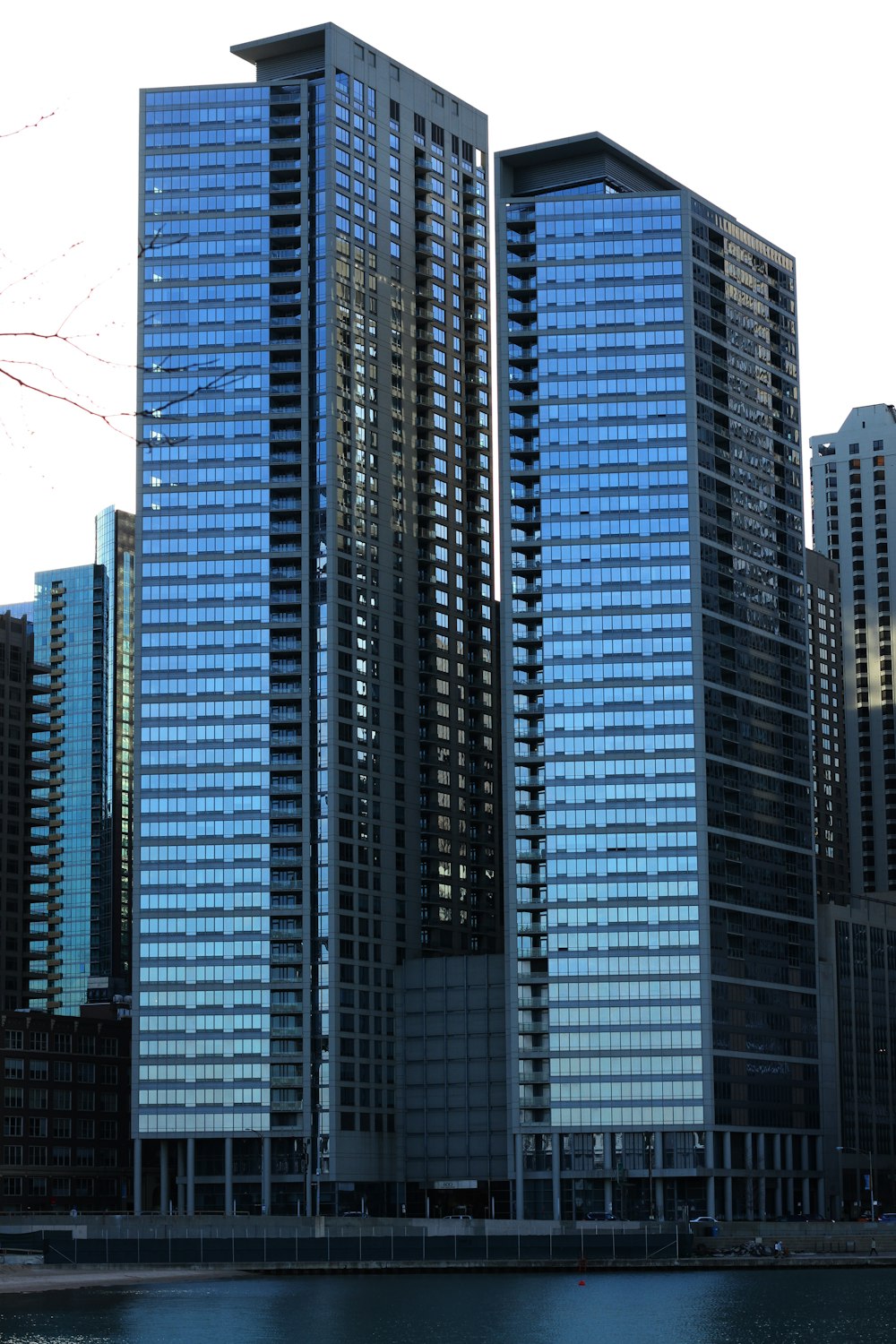 blue and white high rise buildings