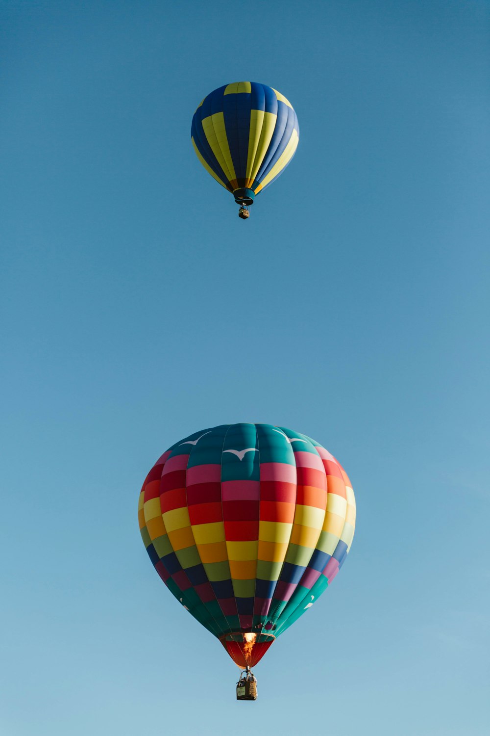 blue yellow and red hot air balloon