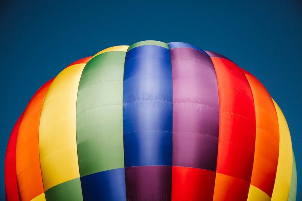 blue red and yellow hot air balloon