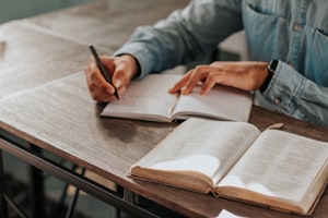 Individual studying alone